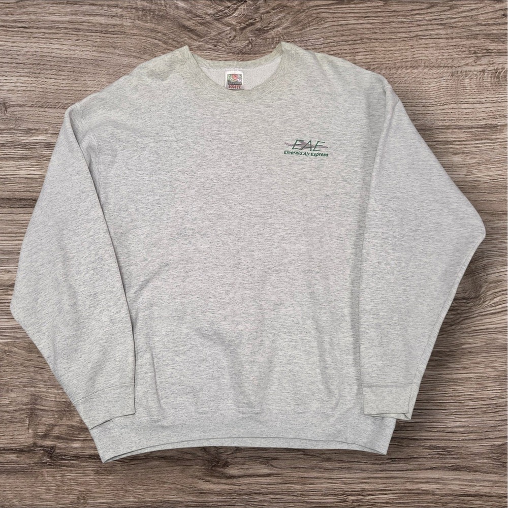 Vintage Fruit of the Loom EAE Emerald Air Express Sweatshirt XXL Gray 90s Mens